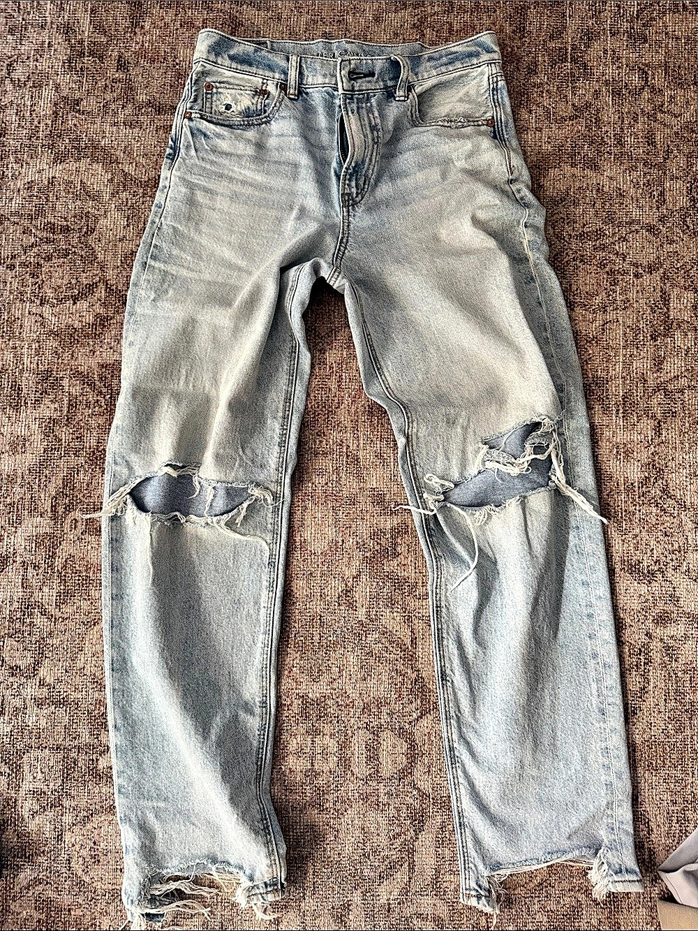 American Eagle Super High-Rise Jegging Distressed Skinny Jeans in Blue Size 4